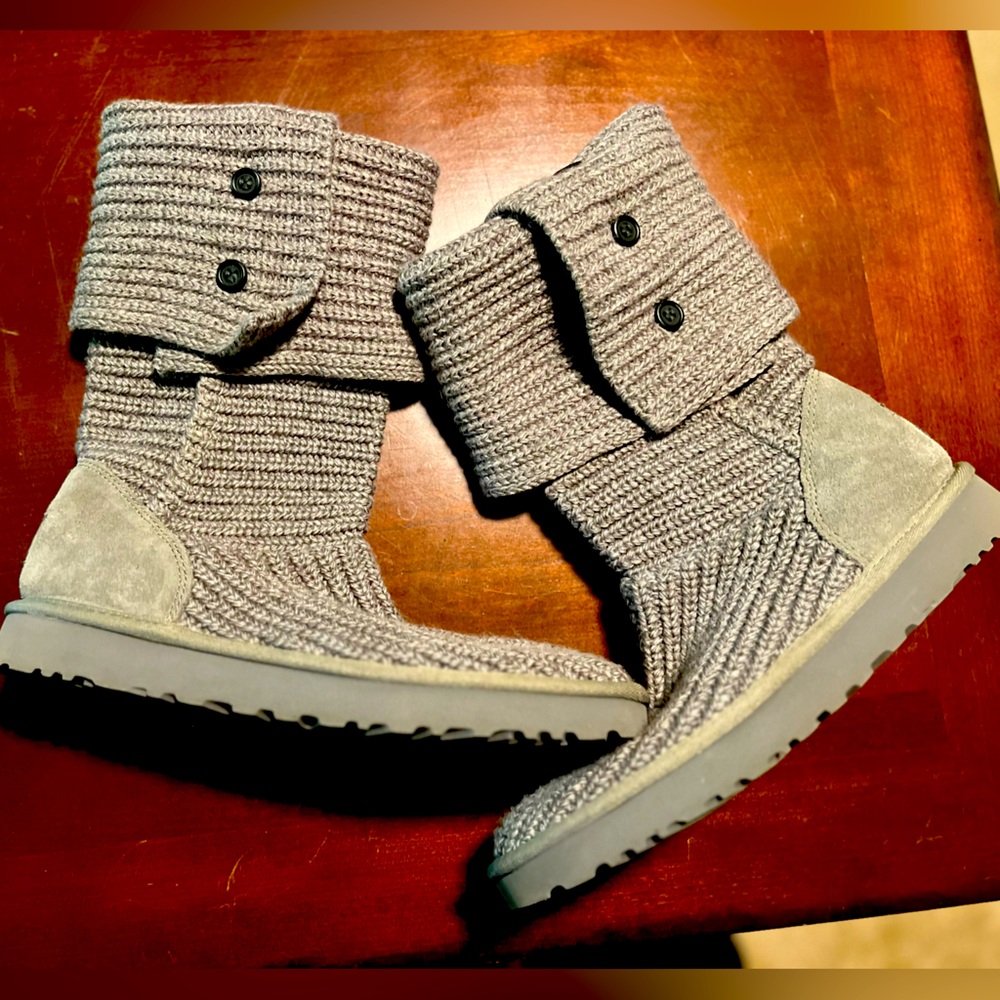 Gray Slouchy Uggs With Accent Buttons - image 1